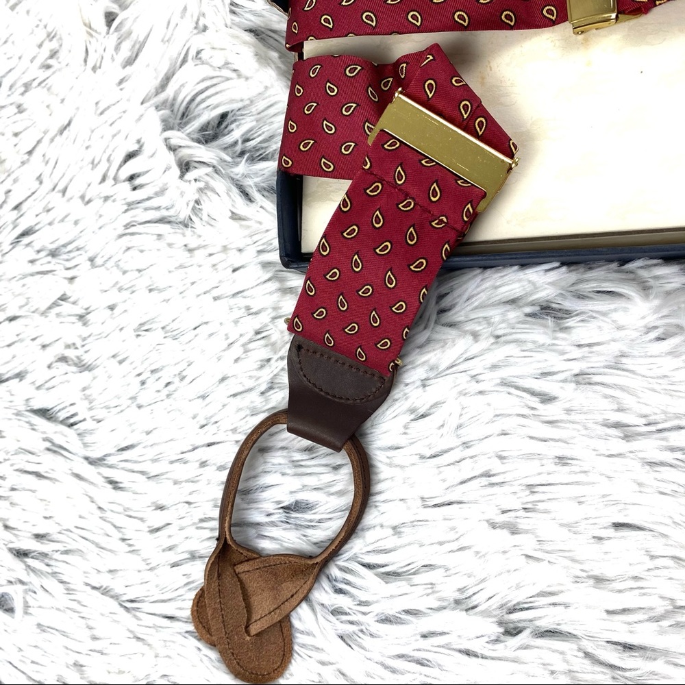 NWT Polo Ralph Lauren Silk & Leather Suspenders - Picture 9 of 10